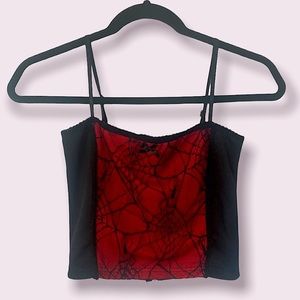 Dolls Kill Tripp Nyc Lipservice Spiderwebbed Crop Tank Top